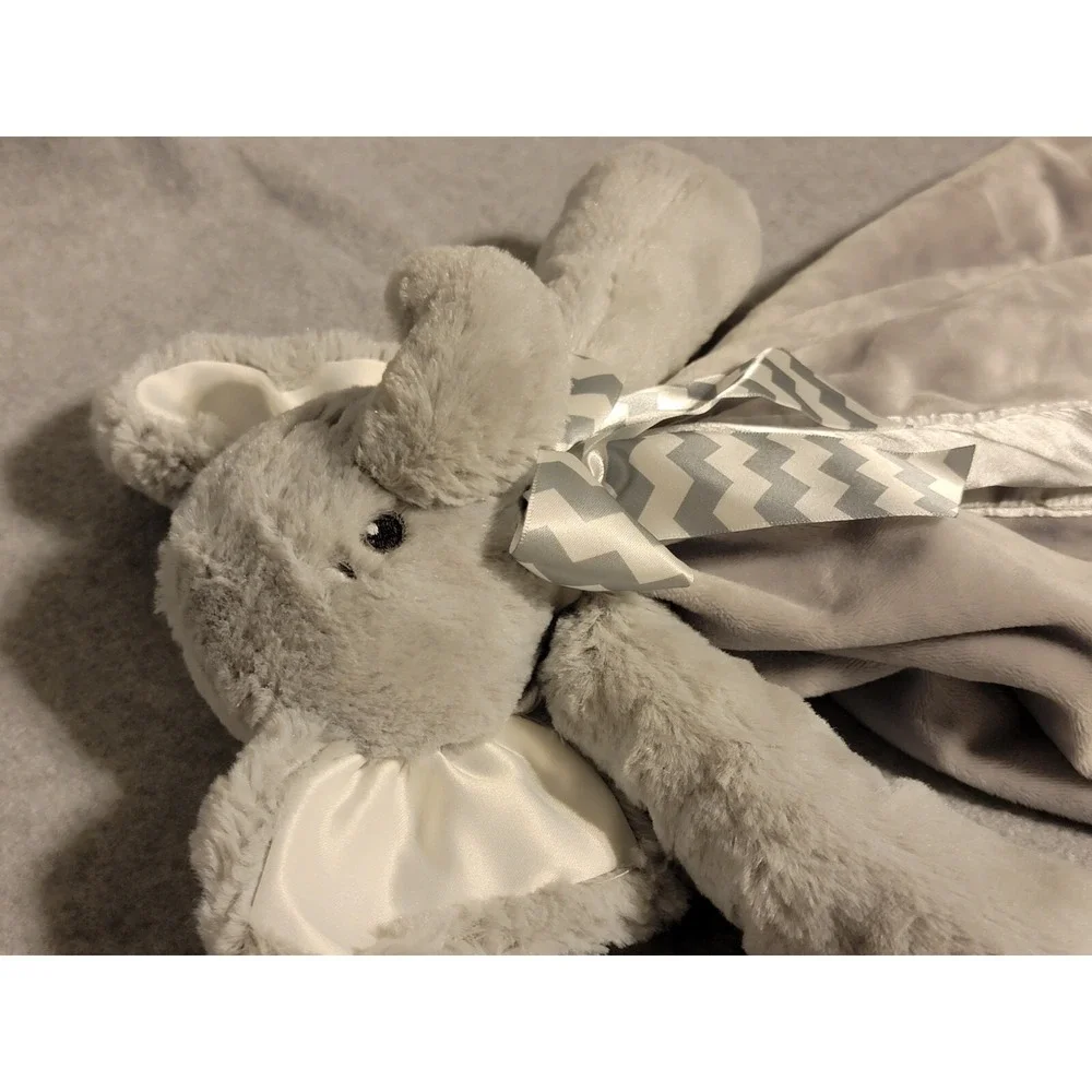 Bearington Baby Lil Spout  Gray Elephant Plush Security Blanket Lovey
